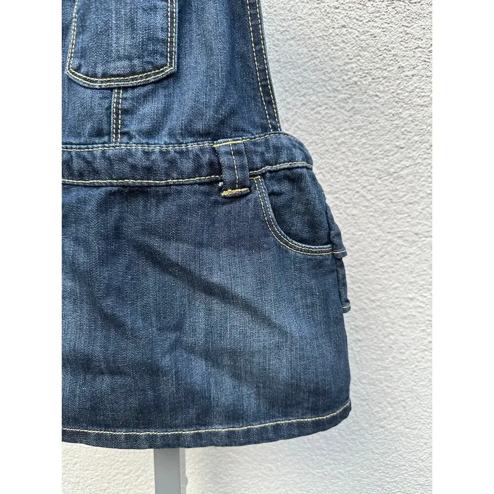 Old Navy Ruffled Denim Overall Jumper Dress Baby Size 18-24mo, Dark Blue